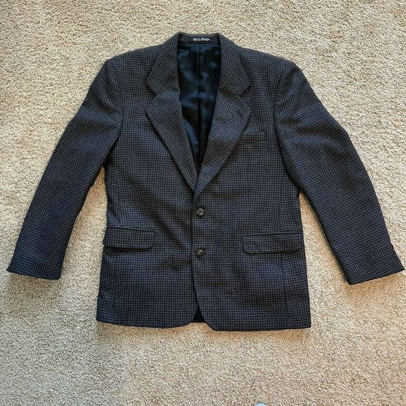 Fenzia Other - Lambswool Cashmere Houndstooth Mens 42R Sport Coat Fenzia Italy Gray/Navy Jacket